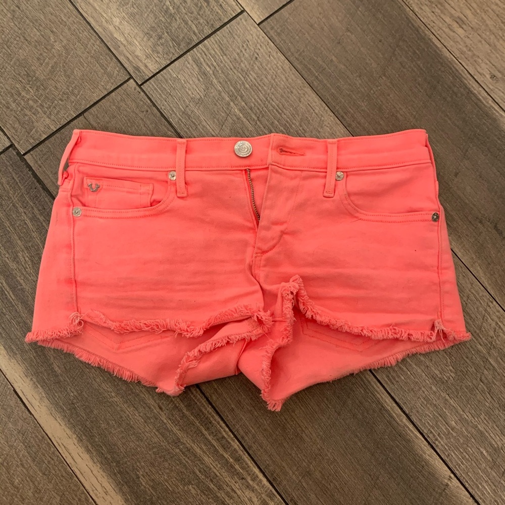 True religion bright orange shorts size 27